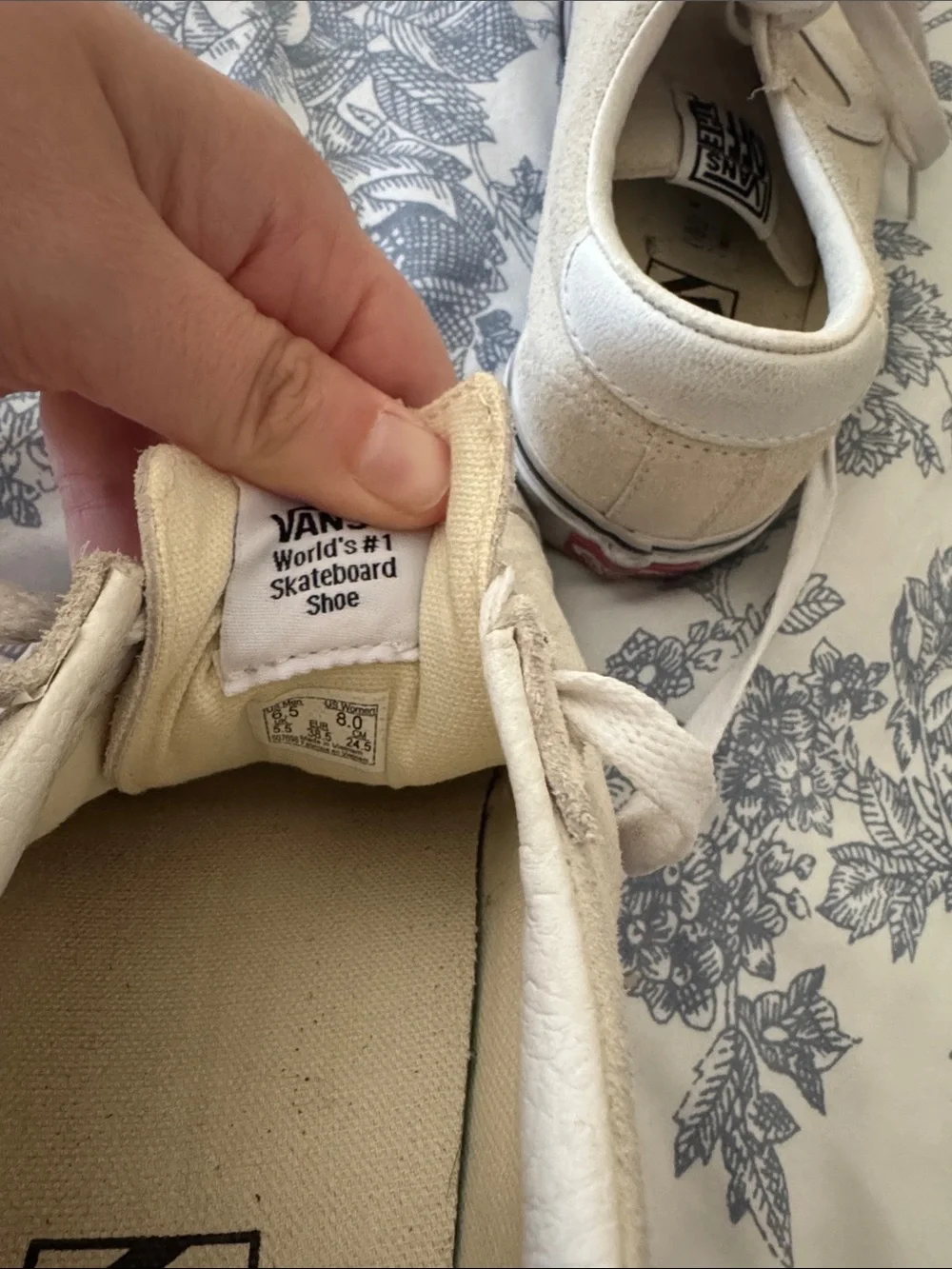 Vans Cream Suede Low-Top Lace-Up Sneakers
